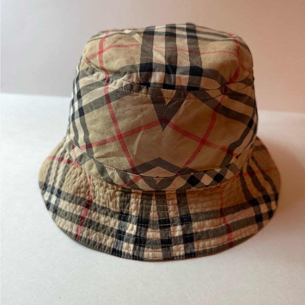 Burberry Tan and Black Check Bucket Hat